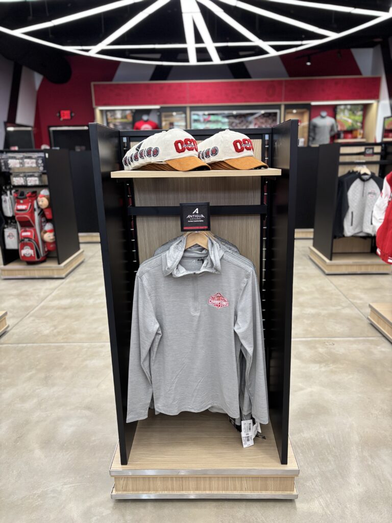 Black plastic graphic holder in store environment in united states.