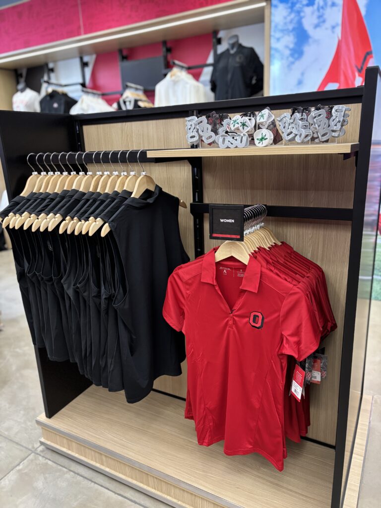 Black plastic graphic holder in store environment in united states